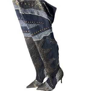 vintage WILD ROSE denim boots